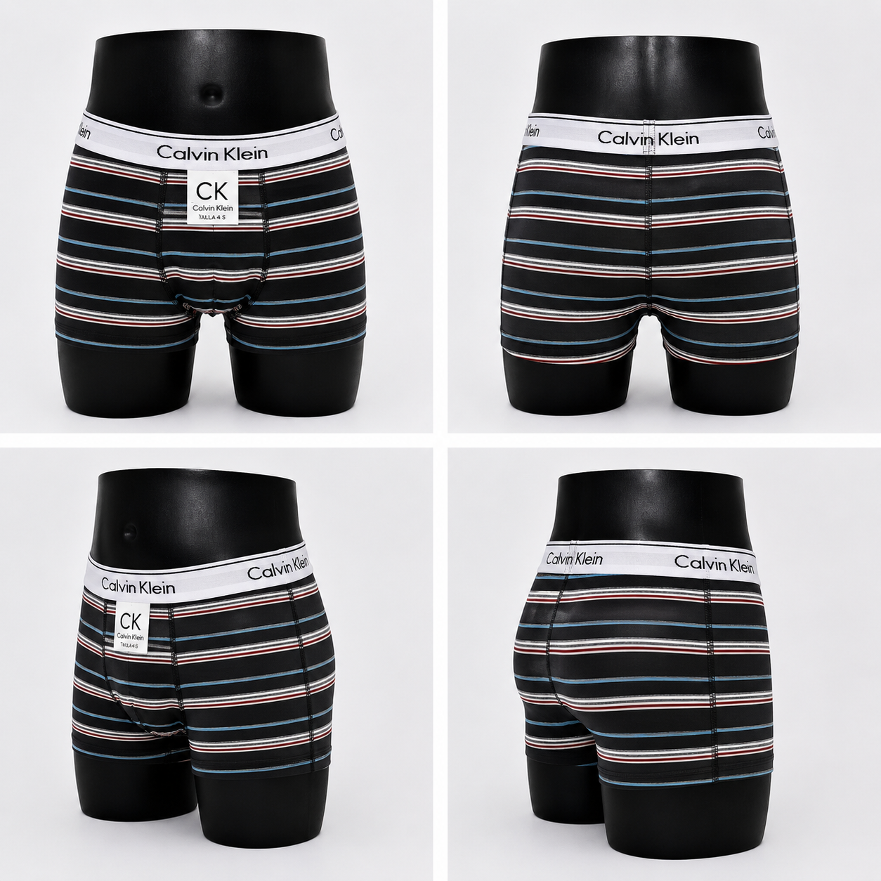 6 Boxer niño CK rayado surtido + 6 Pares de medias