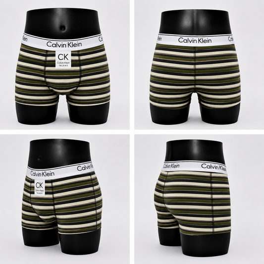 12 Boxer niño CK rayado surtido + 12 Pares de medias