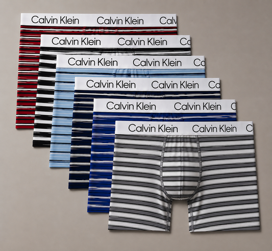12 Boxers rayado surtido CK + 12 Pares de medias