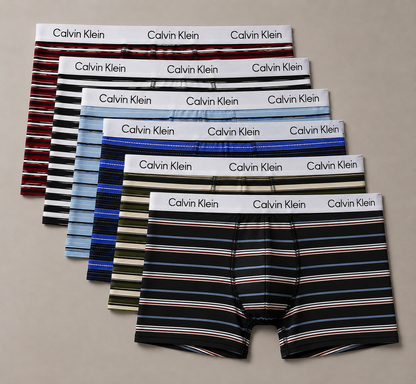 6 Boxer niño CK rayado surtido + 6 Pares de medias