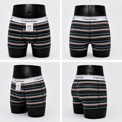6 Boxer niño CK rayado surtido + 6 Pares de medias