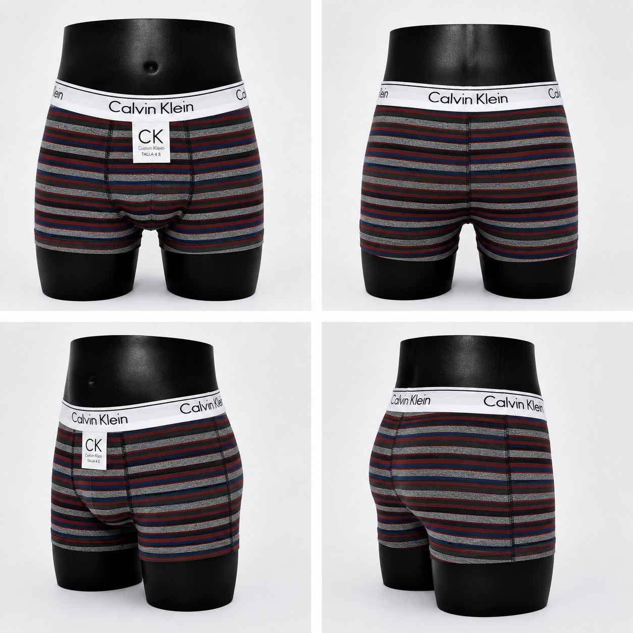 6 Boxer niño CK rayado surtido + 6 Pares de medias