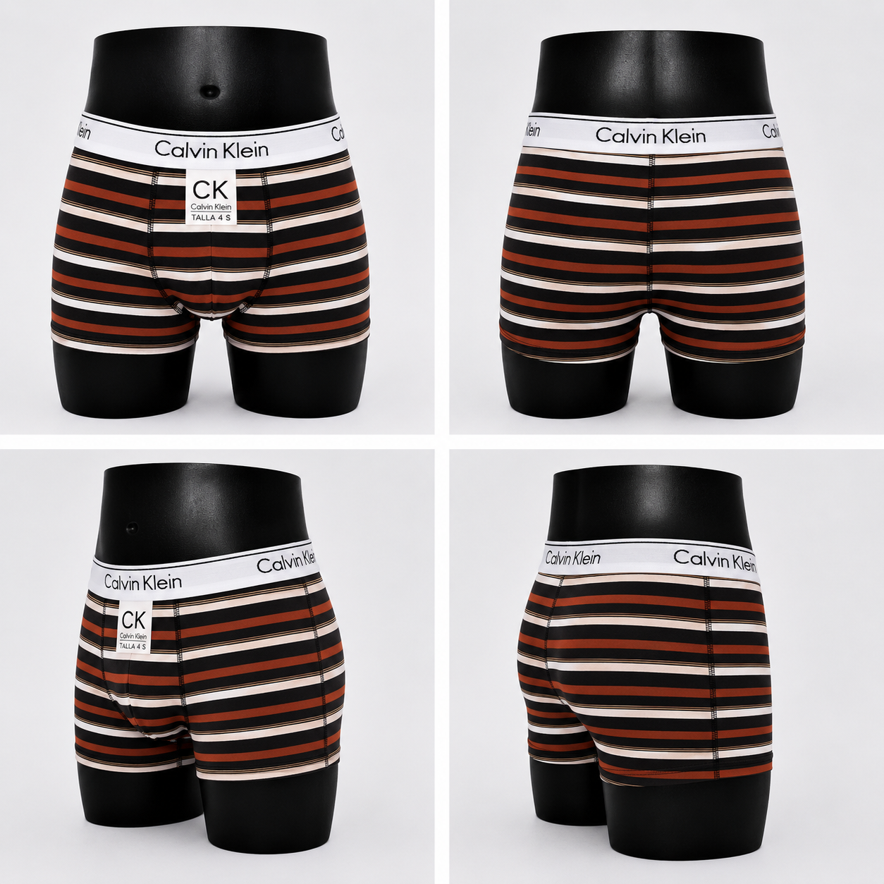 6 Boxer niño CK rayado surtido + 6 Pares de medias