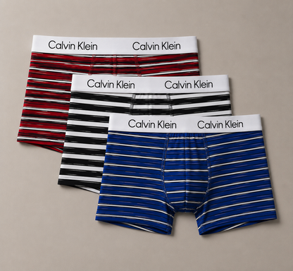 3 Boxer niño CK rayado surtido + 3 Pares de medias