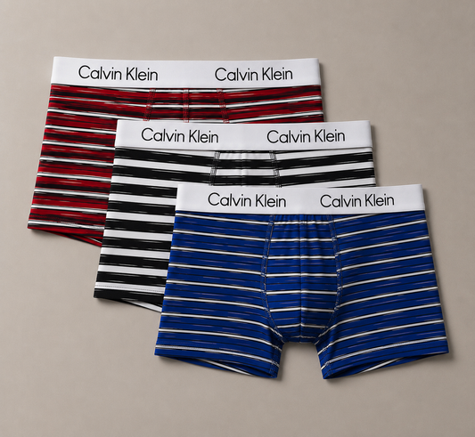 3 Boxer niño CK rayado surtido + 3 Pares de medias